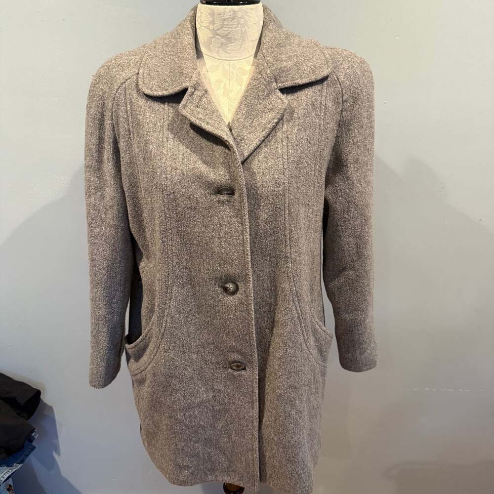 Cabin Creek Women's Vintage Wool Blend Peacoat in Heather Grey, Size 10 Petite